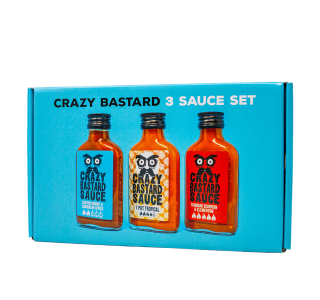Crazy Bastard Caribbean Box 3 Sauce Set - Front view